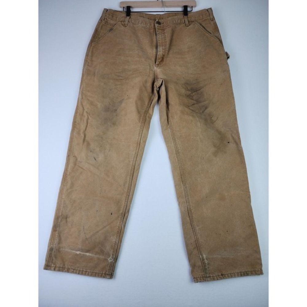 Carhartt Dungaree Carpenter Pants Men's 40x32 Vintage Distressed Lined Brown